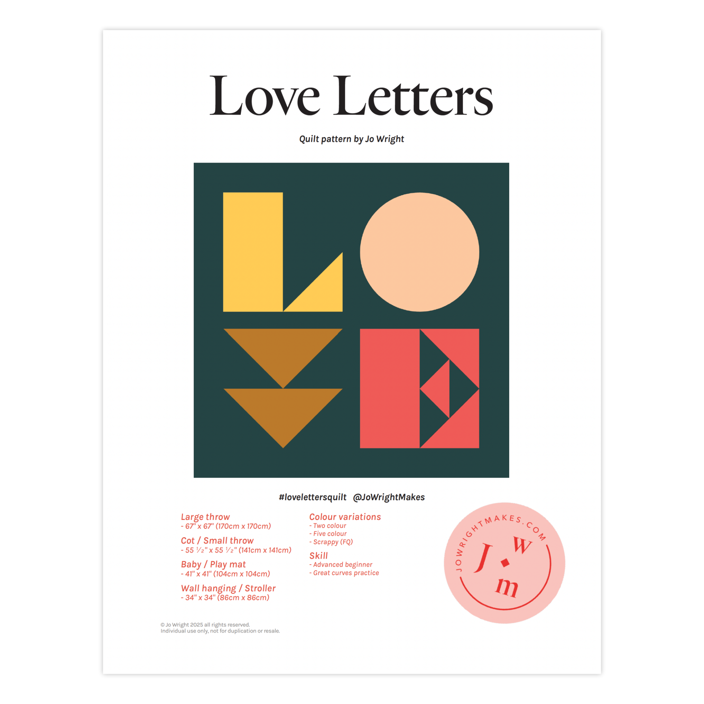Love Letters quilt pattern (PDF)